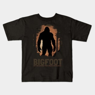 Silence Walk Bigfoot in the Forest Kids T-Shirt